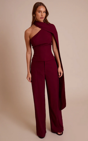 Tailored Woven Shoulder Cape Top and Trousers Tailored Woven Shoulder Cape Top and Trousers