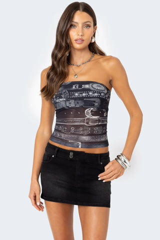 Meshed Belted Tube Top Meshed Belted Tube Top