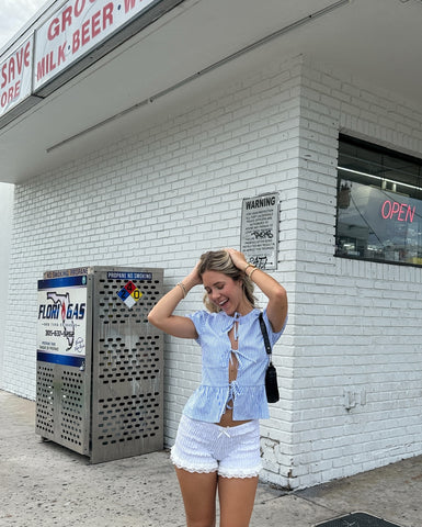 Serene Charm Puff Sleeve Tie Top Serene Charm Puff Sleeve Tie Top