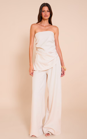 Woven Ruched Wide Leg Jumpsuit