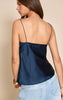 Navy Satin Lace Detail Cami Top