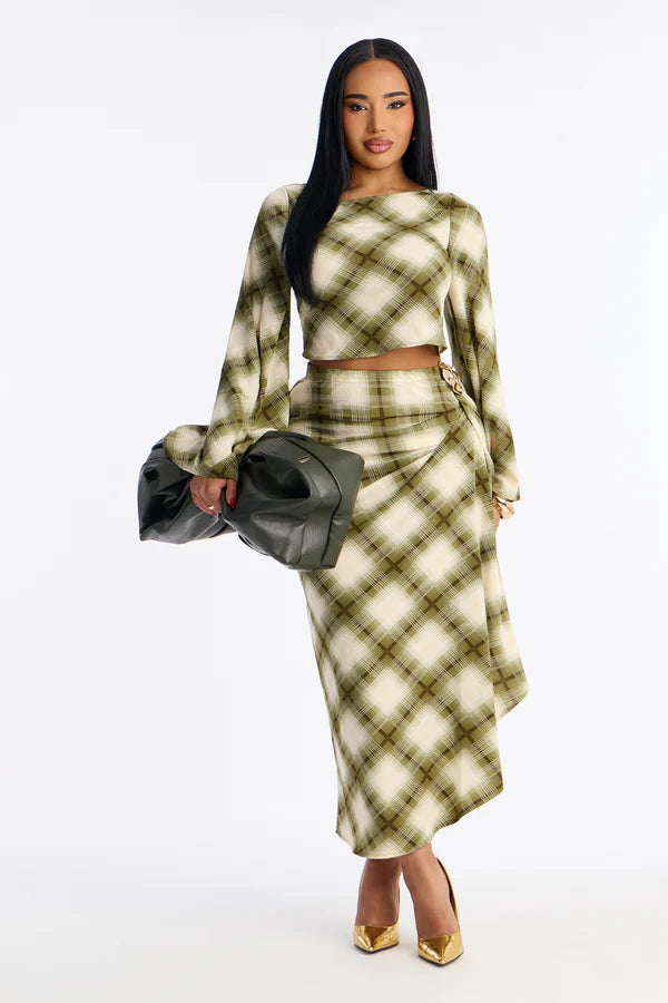 Raylene Plaid Maxi Skirt Set