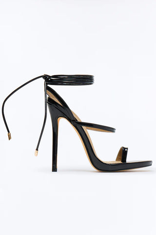Trisha Metallic Wrap Up Heeled Sandals - Black