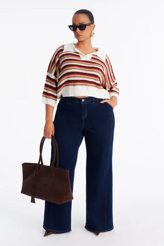 Vacay Vibe Striped Crochet Polo