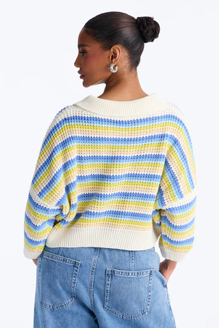 Vacay Vibe Striped Crochet Polo