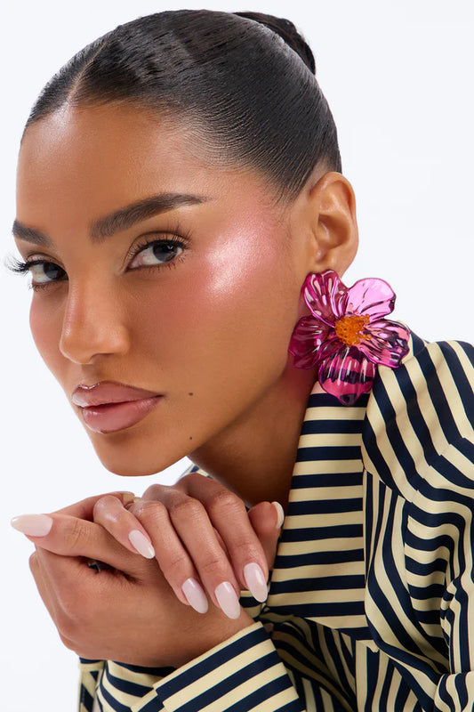 Pretty Petals Drop Earrings - Purple