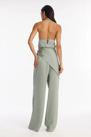 Hailey Satin Halter Bodysuit 3 Piece Pant Set