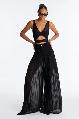 Dania Pleated High Waisted Wide Leg Pant - black
