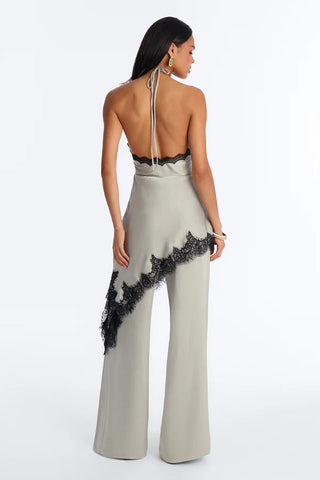Bella Rose Draped Lace Trim Jumpsuit