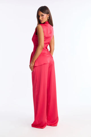 Corinna Sleeveless Satin Pant Set