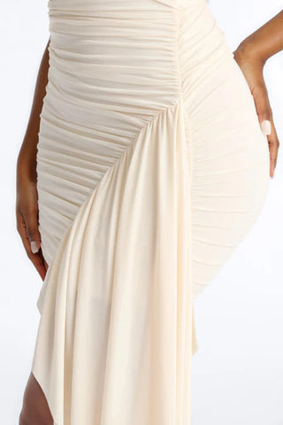Veronica Ruched Draped Mini Dress
