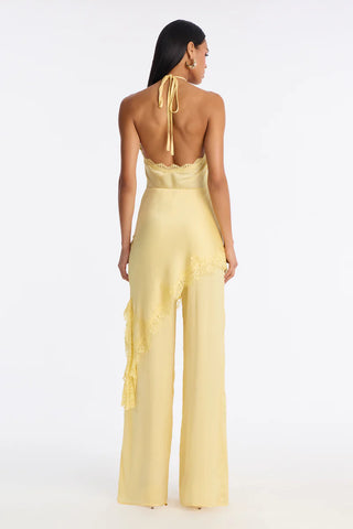 Bella Rose Draped Lace Trim Jumpsuit