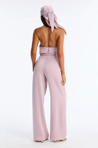 Hailey Satin Halter Bodysuit 3 Piece Pant Set