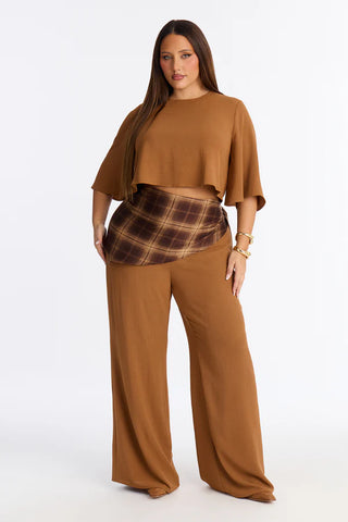 Melanie 3 Piece Scarf Pant Set - Mocha