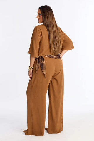 Melanie 3 Piece Scarf Pant Set - Mocha