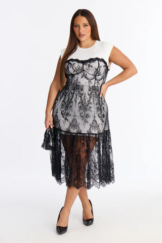 Tatiana Lace Shirt Midi Dress