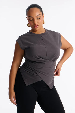 Crossed Up Crew Neck Shoulder Pad Tee