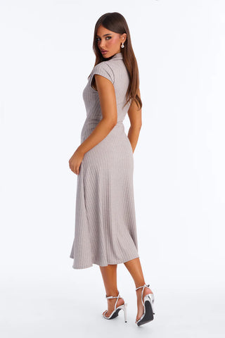 Casey Button Up Ribbed Midi Dress