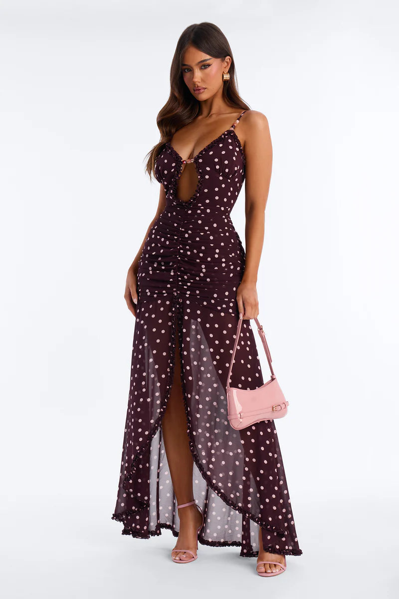 Pippa Polka Dot Chiffon Maxi Dress