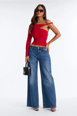 Rachel Off Shoulder Twist Long Sleeve Top