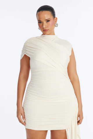 Veronica Ruched Draped Mini Dress