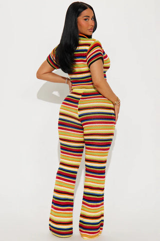 Colorful World Crochet Pant Set - Multi Color