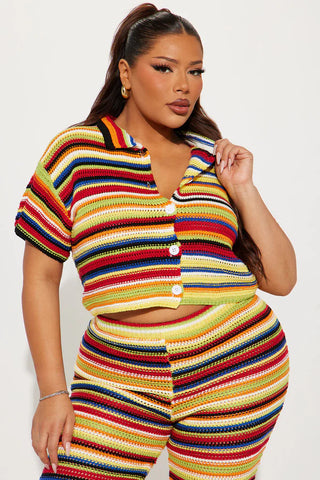 Colorful World Crochet Pant Set - Multi Color