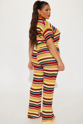 Colorful World Crochet Pant Set - Multi Color