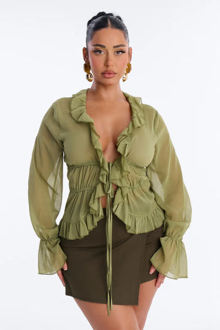 About Me Flyaway Chiffon Ruffle Top