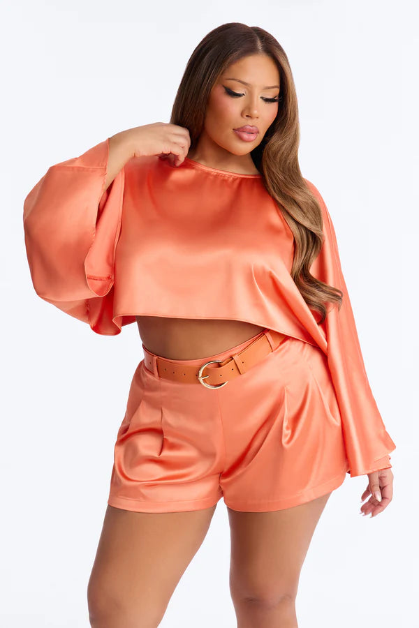 Kamilla Satin Belted Short Set