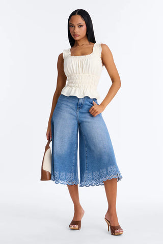 Girl Time Ruffle Trim Ruched Top
