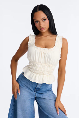 Girl Time Ruffle Trim Ruched Top