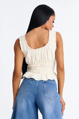 Girl Time Ruffle Trim Ruched Top