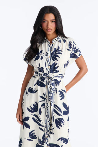 Mable Collared Linen Maxi Dress