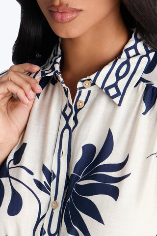 Mable Collared Linen Maxi Dress