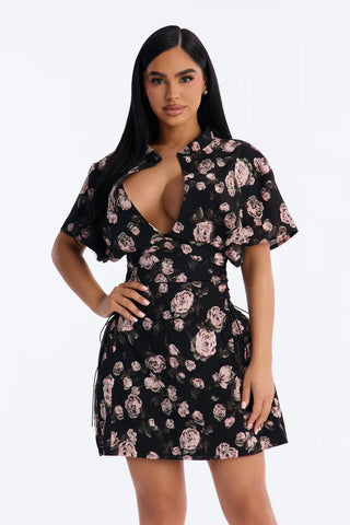 Joelle Short Sleeve Floral Mini Dress
