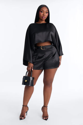 Kamilla Satin Belted Short Set