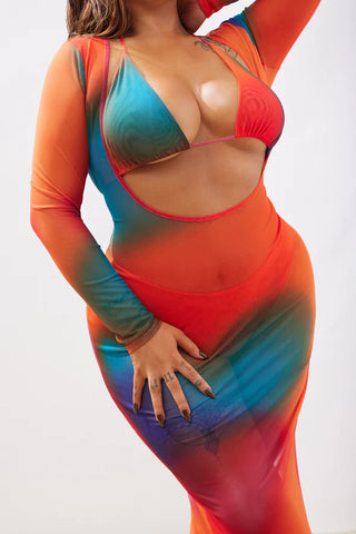 Summers In Tulum Mesh 3 Piece Sunsuit Set