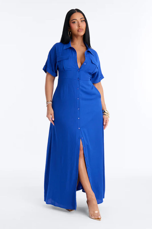 Jenna Poplin Shirt Maxi Dress