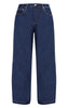 Indigo Pleat Side Wide Leg Jeans