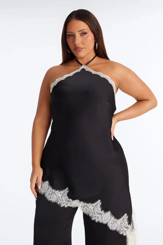 Bella Rose Draped Lace Trim Jumpsuit