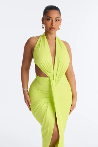 Draped Dreams Maxi Dress - Lime