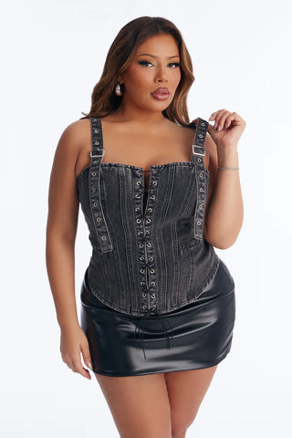 High Roller Washed Denim Top