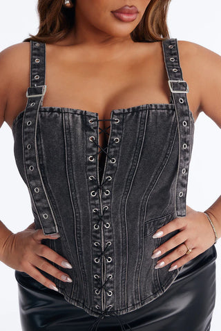 High Roller Washed Denim Top