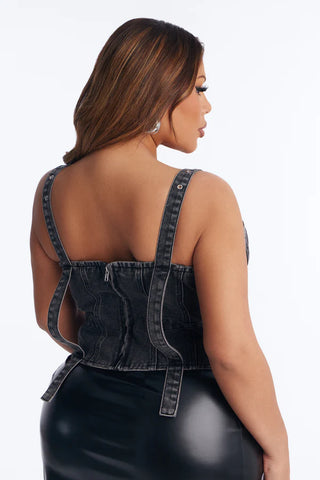 High Roller Washed Denim Top