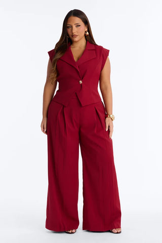 Feeling Polished Cinched Vest Pant Set