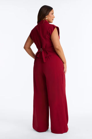 Feeling Polished Cinched Vest Pant Set