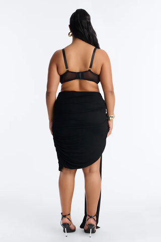 Effortless Edge Draped Midi Skirt