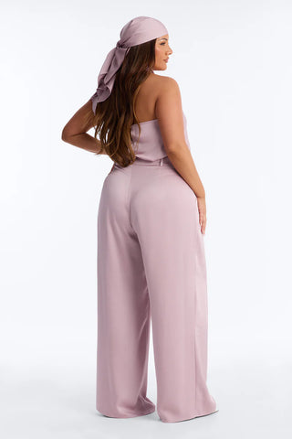 Hailey Satin Halter Bodysuit 3 Piece Pant Set