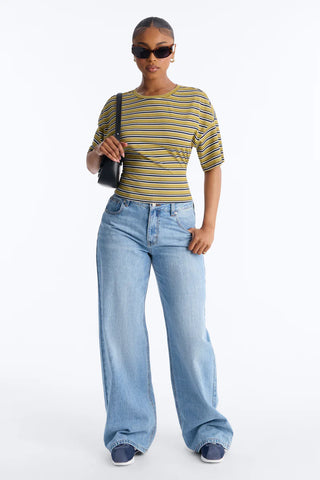 Street Ease Striped Sinched Waist T-Shirt